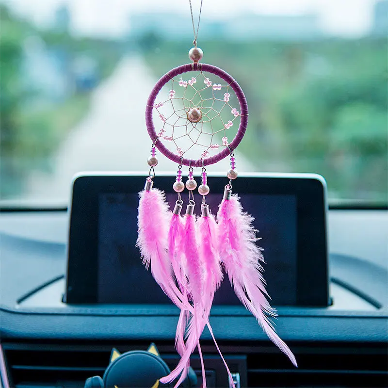 Hot Sale Small Pink Dream Catcher Wind Chimes Car Pendant Home Decor Wall Hanging Dream Catcher