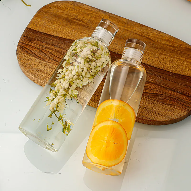 300ML 500Ml 750Ml Time Maker Reminder Reusable Sports Soda Drinking Borosilicate Glass Water Bottle