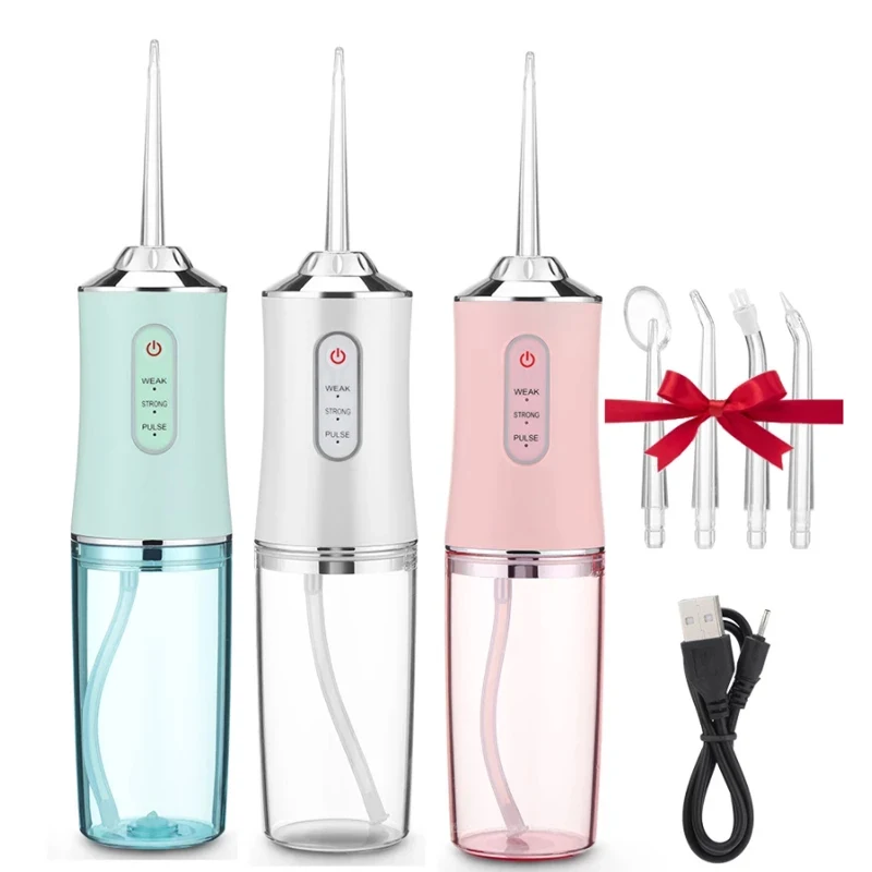 Professional Oral Irrigator Rechargeable Portable Dental Irrigator Teeth Clean Floss Water Jet Irrigator with 4 Nozzles