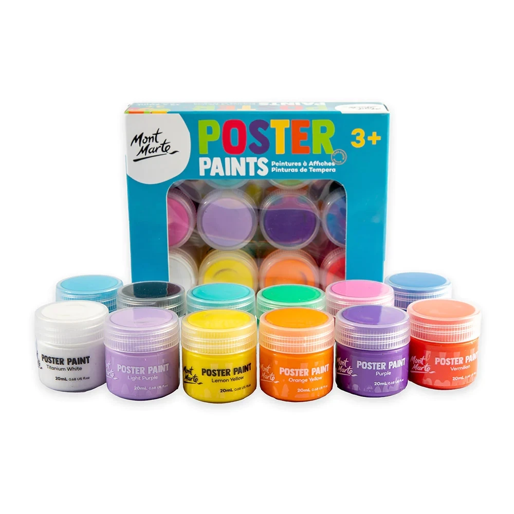 Mont Marte Poster Paint Set 12pc x 20ml Kids paint set