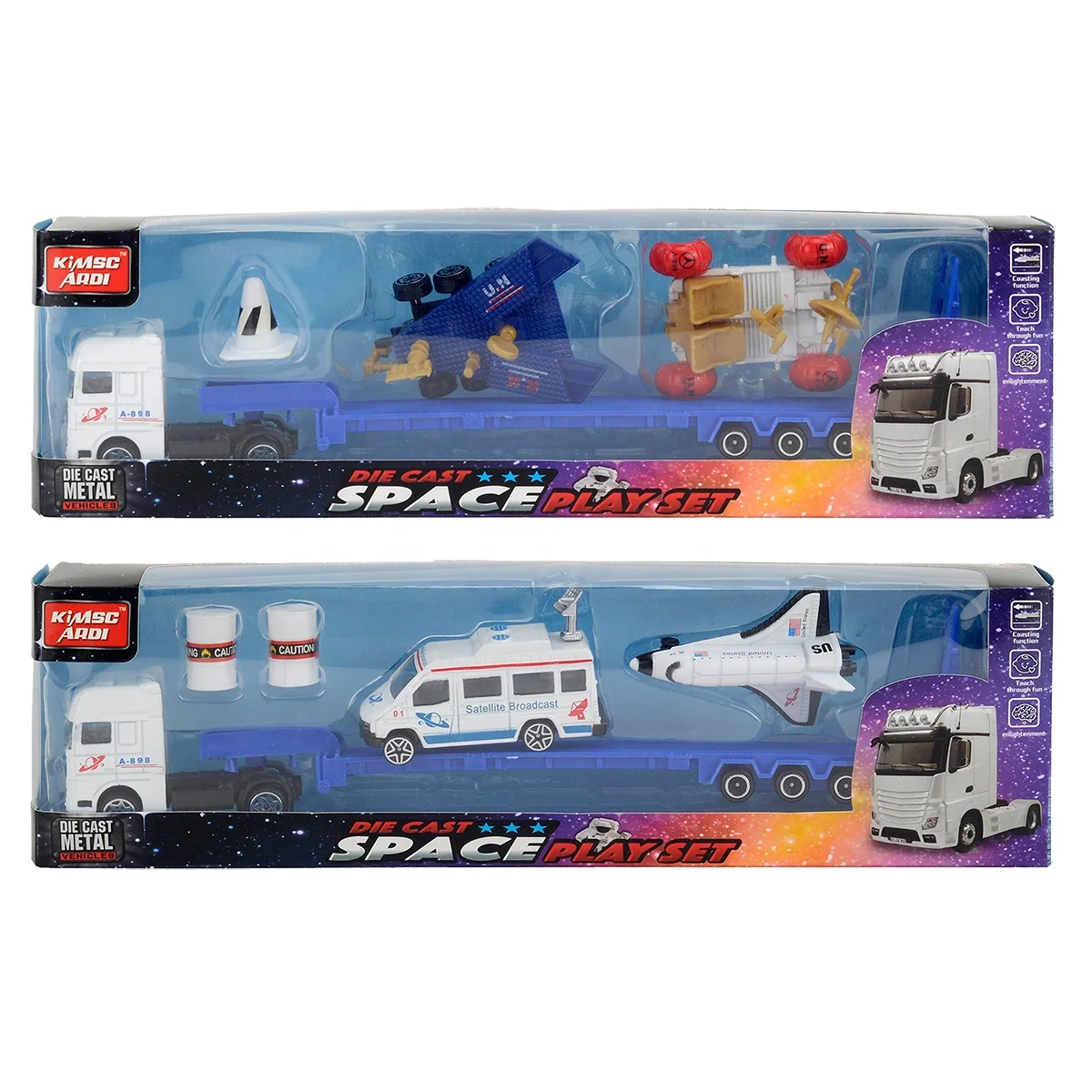 XINYU Die-cast Metal Trailer Space Shuttle Stellite Broadcast Car Educational Model Toys
