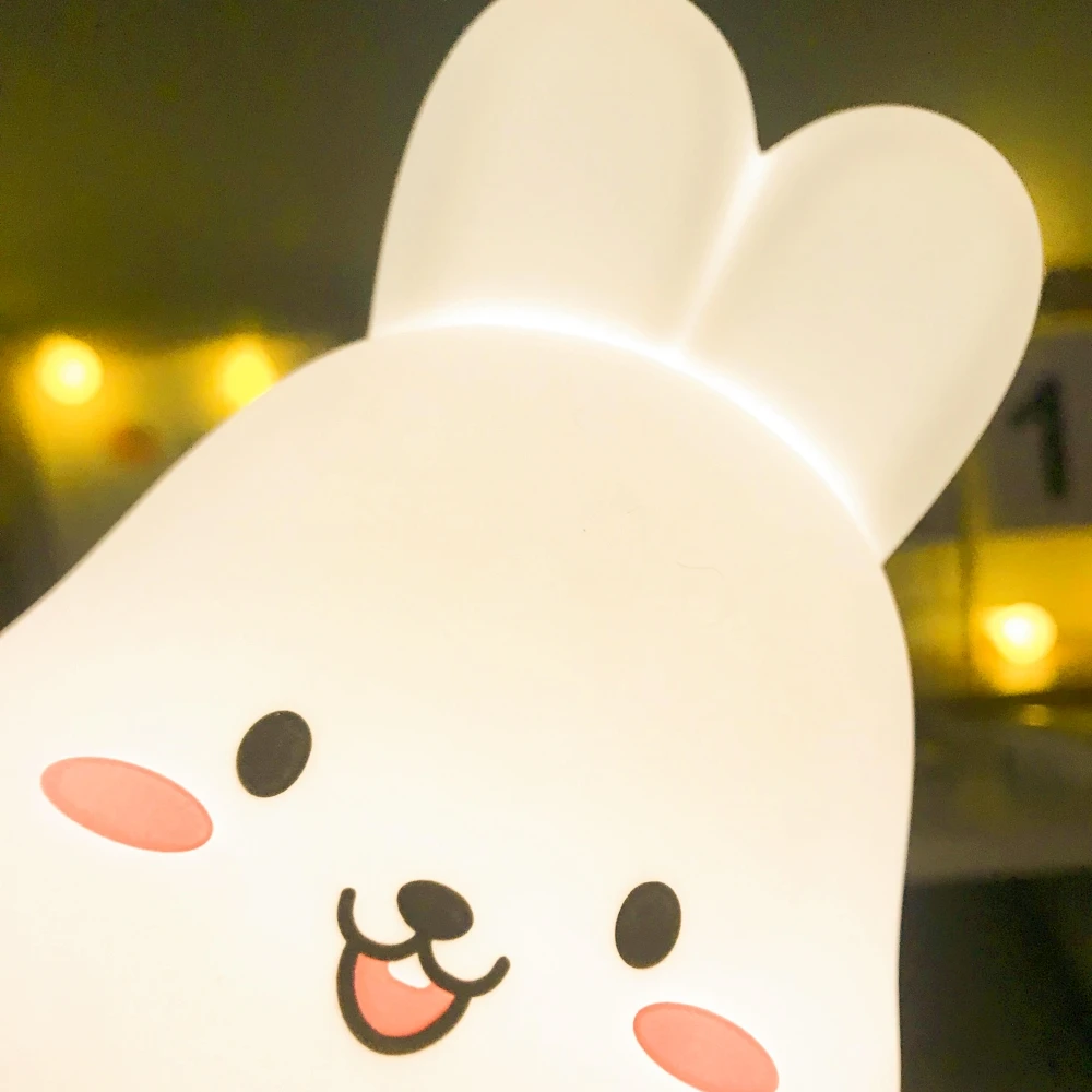 LED Silicone Baby Night Bunny Light Up Silicone Animal Lamp Rechargeable Touch Light Silicone Night Light