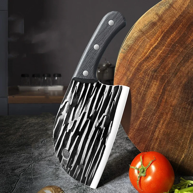 Factory Direct Dual-Use 3Cr14 Stainless Steel Fish Head Kitchen Chef Knife Sharp Meat Knife with Wood Handle