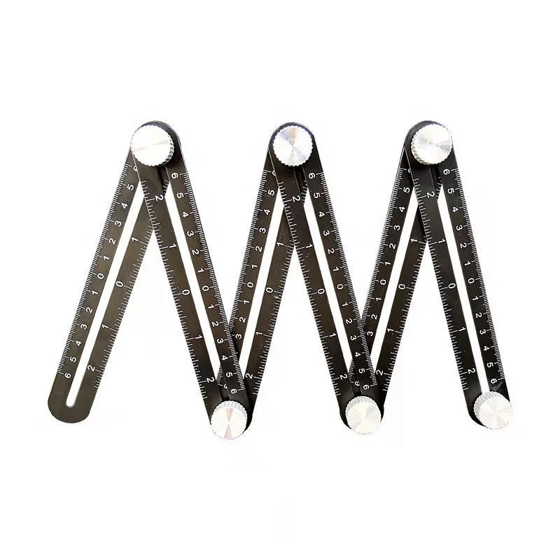 Folding drill guide tool tile opening positioning metal folding ruler aluminum alloy six fold ruler