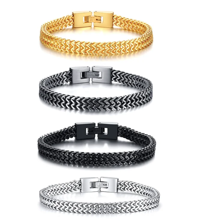 Hip hop  boys chain bracelets link chain stainless steel byzantine bracelet