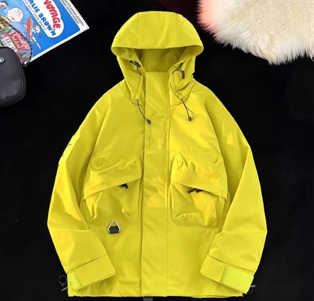 ANSZKTN Outdoor Windbreaker Jacket Men Women Long Hooded Casual Trendy Mountain Stormtrooper All-Matching Explosion- dyed