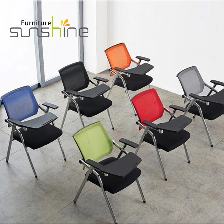 Office School Project Foldable Training Chair With Tablet Conference Chair With Wheels