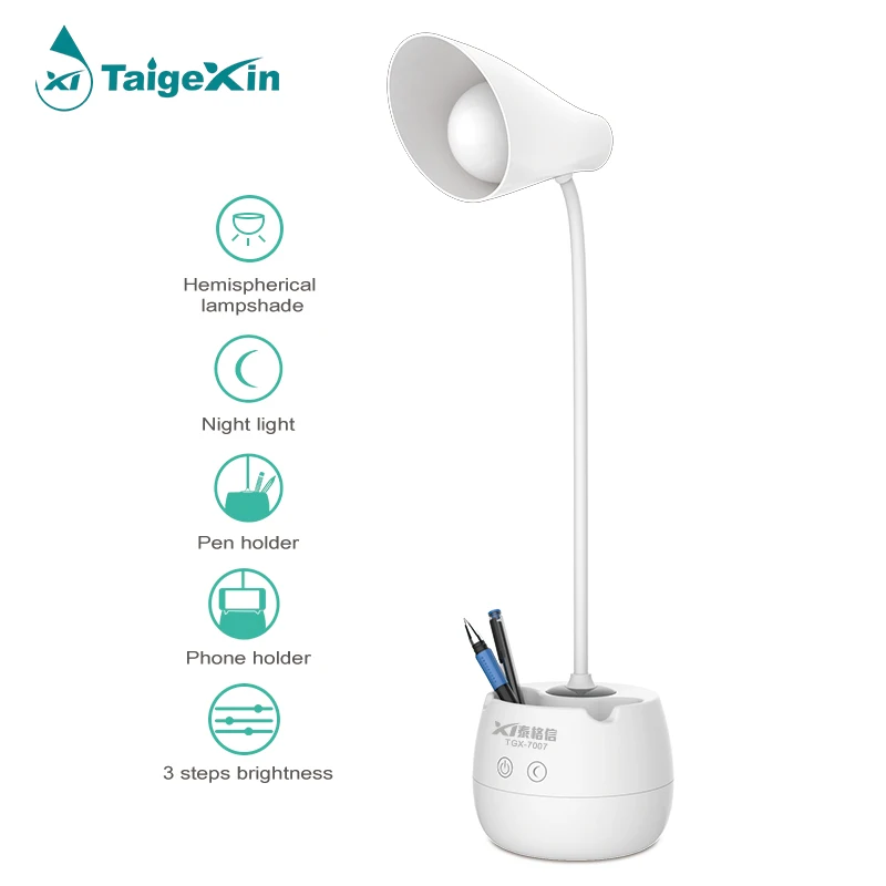 Modern style horn shape LED night light lamp Eye-protection SMD desk lamp with phone holder for daily use