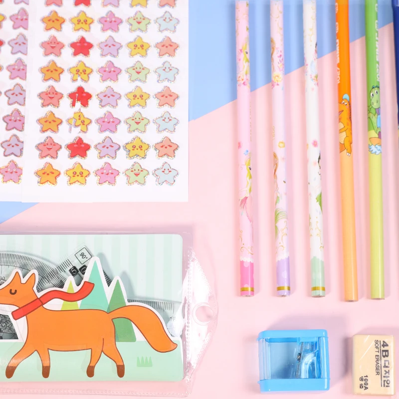 Free Collocation Back to School Supplies Cartoon Stationery Kids Pink Girls Custom Unicorn Cute Stationary Gift Set