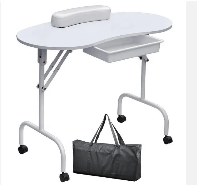 Hot Selling Black/White Wood Nail Desk Table Portable Style Salon Furniture Desk of Nails for Beauty Salon