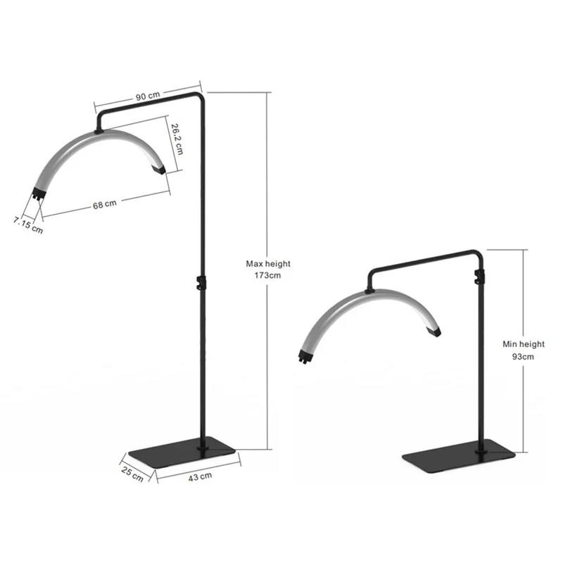 Wholesale Floor Standing Half Moon Shaped LED Lamp for Eyelash Extensions Makeup Tattoo Beauty Salon Bedside Light