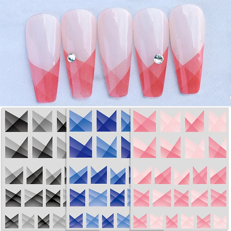 2022 3D Abstract Ripple Nail Art Adhesive Sticker Decoration Decals Nails accessories French Ribbon Geometry Nail Sticker