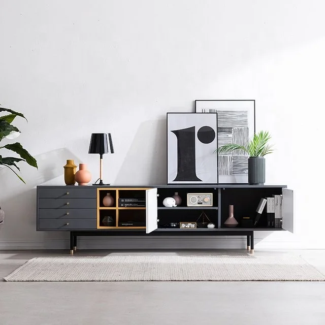 Wooden Stand TV Cabinet Simple Style Living Room Furniture Modern Small House Wall Mounted TV Cabinet