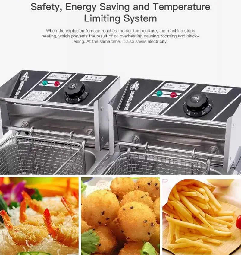 Commercial restaurant 1-Tank 1-Basket Electric chicken deep Fryer 6L capacity potato Fryer machine