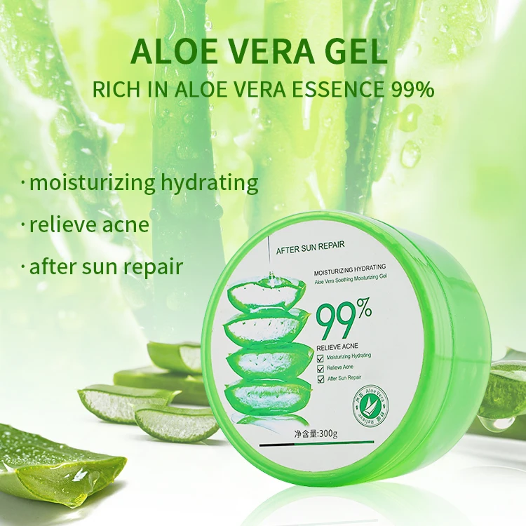 Private Label 100% Natural Moisturizer Repairing After-sun Repair Soothing Organic Bulk Face Care 99% Pure Aloe Vera