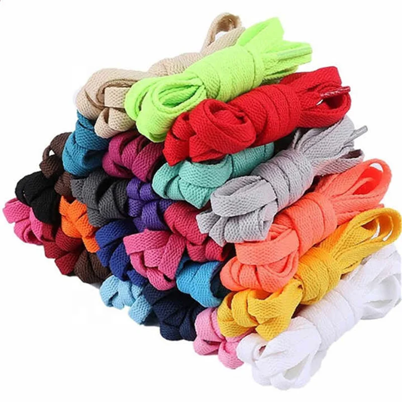 Custom logo Elastic shoelaces Multicolor Flat Polyester Plastic tips 120cm shoelaces