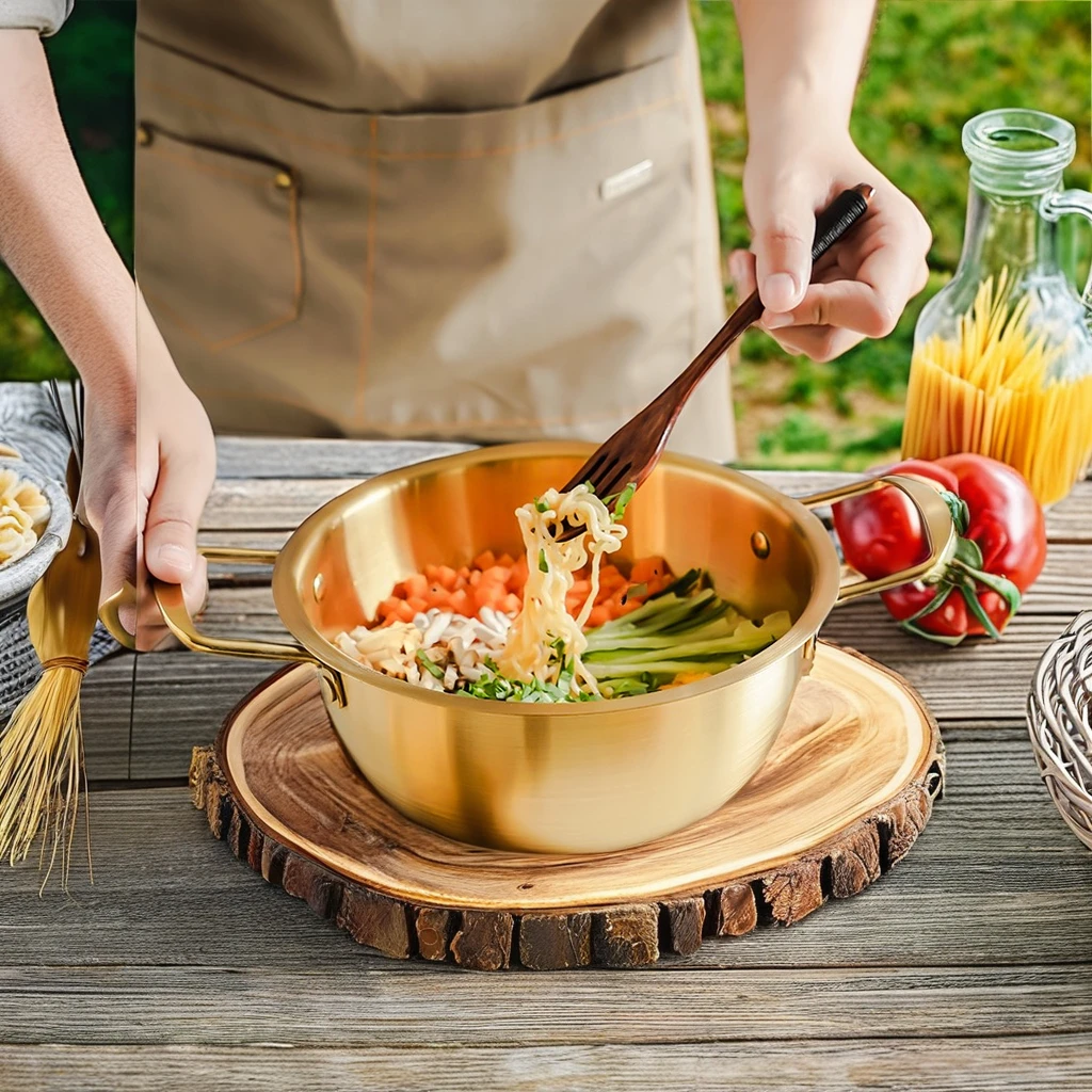 Noodles Soup Stock Pasta Ramen Pot Korean Style Stainless Steel Hotpot for Crayfish Cooking