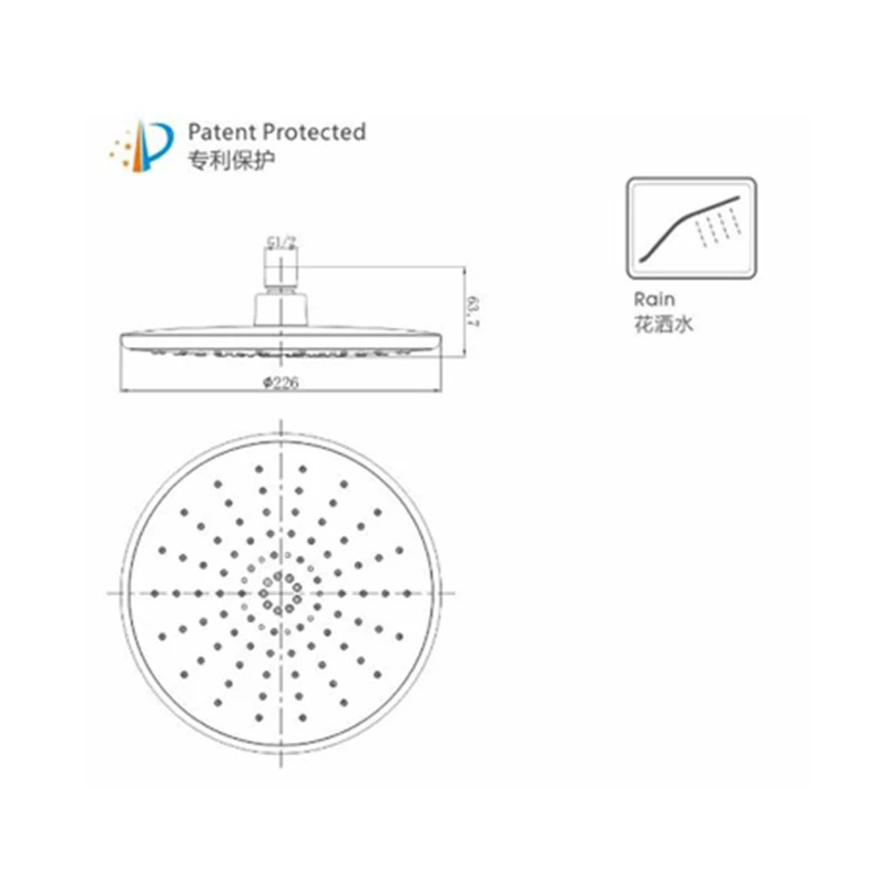 Saturating Spray Oxygenics Single Function Faceplate Rain Shower Head