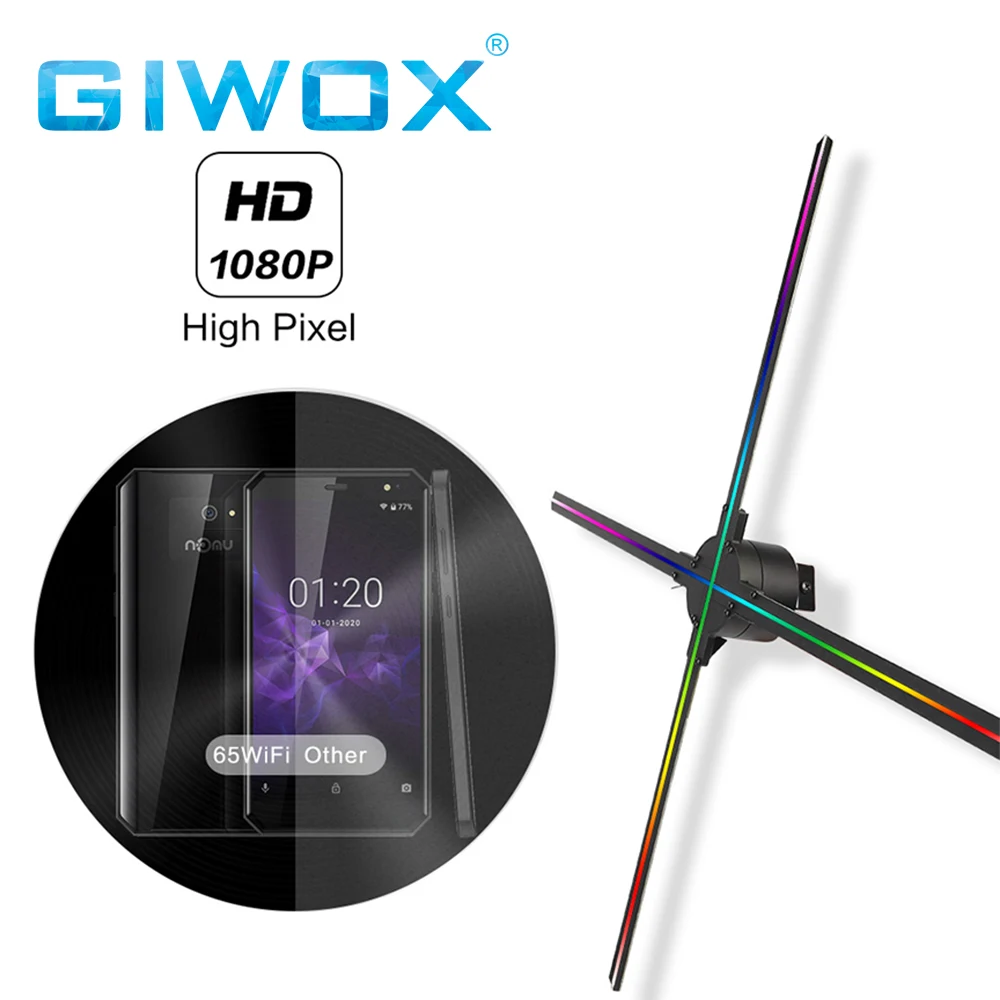  Голографический вентилятор Giwox 65H с TF-картой и Wi-Fi голографический проектор плавающий в воздухе 3d для использования школе торговом