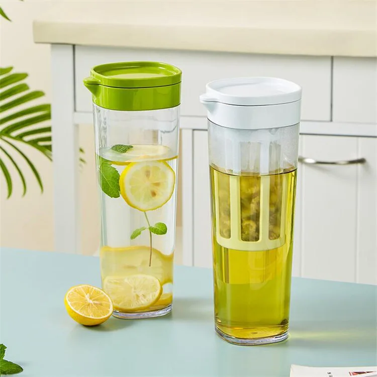 2024 New Customizable 1.1L Square High Slim Plastic Cold Brew Kettle Pot iced Coffee Maker with Lid Water Bottles Drinkware