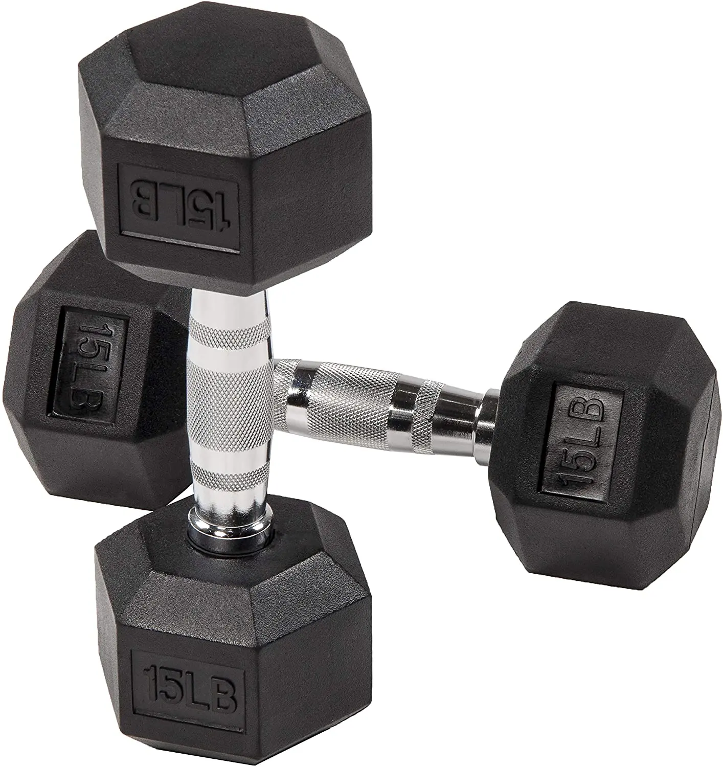 Hex Rubber Dumbbell with Metal Handles Exercise Heavy Workout Dumbbells Workout Weights