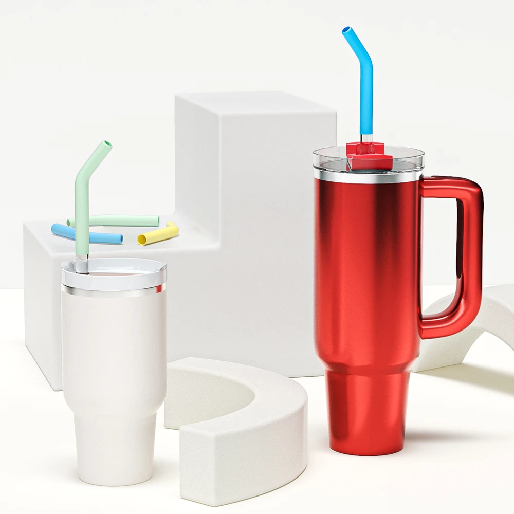 Wholesale Reusable 11mm Flex Elbow Straw Tip Cover BPA Free 0.4 Inch Silicone Straw Topper Compatible with Stanley Cup Tumbler