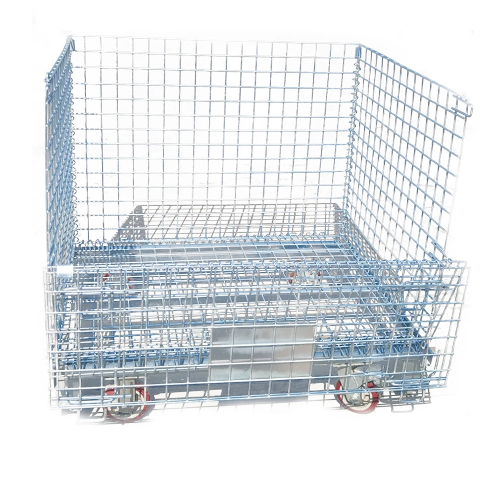 Collapsible Galvanized Storage Metal Steel Stackable Foldable Cage Mesh Pallet