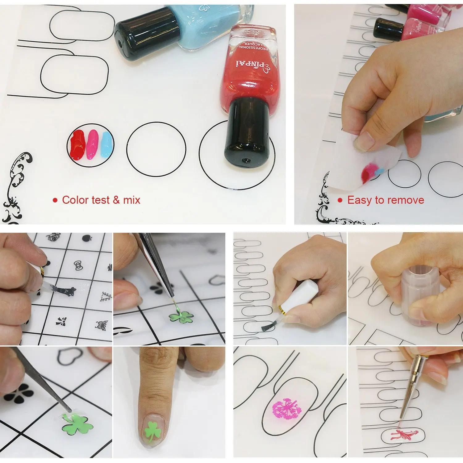 5-Piece Selectable Silicone Nail Art Polish Transfer Pattern Pad Manicure Stamping Stencil for Christmas Party Favor or Gift