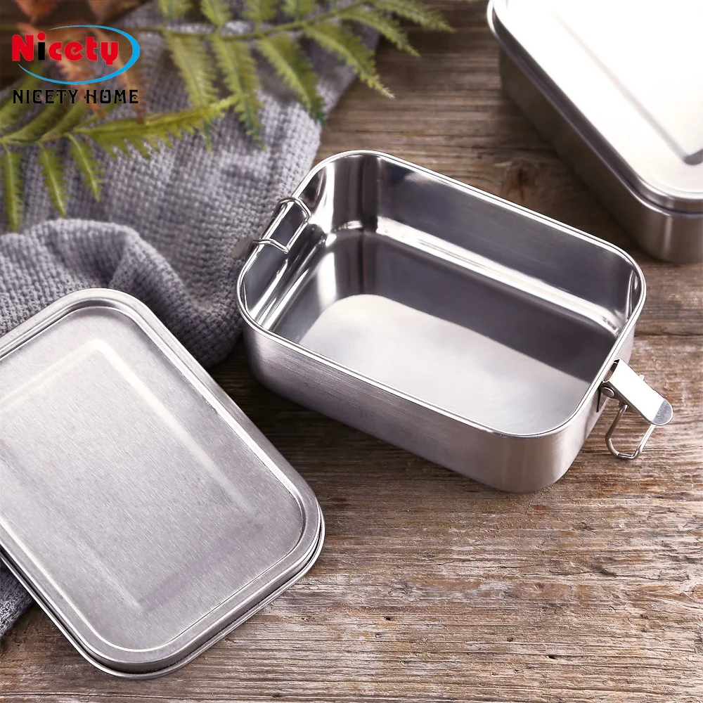 304 stainless steel lunch box compartment sealed leak-proof bento box square student lunch box crisper