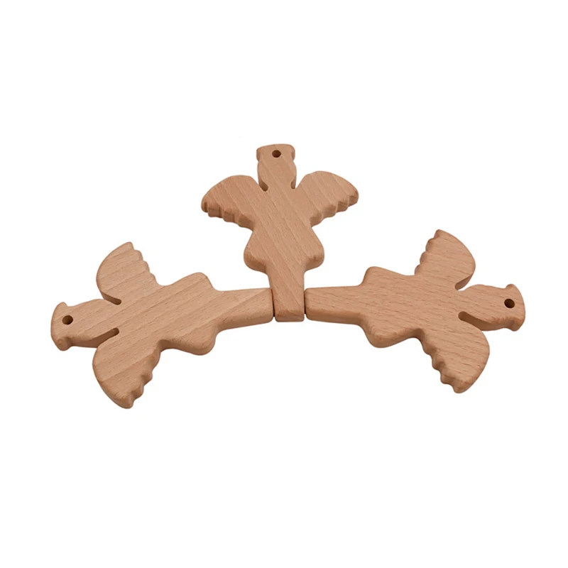 Wholesale Non Toxic Natural Organic Beech Wood Goddess Infant Teething Toy Accessories Wooden Teether Set
