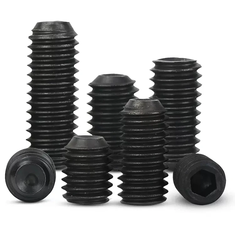 M2 M3 M4 M5 M6 M8 M10 M12 M14 M16 DIN916 12.9 Grade Fine Thread Black Oxide Hex Socket Grub Screws Set Screws with Cup Point