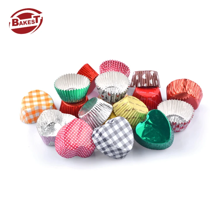 
Round and Heart Shape Customize Colorful Chocolate Cake Aluminum Foil Baking Cups  (1600169125096)