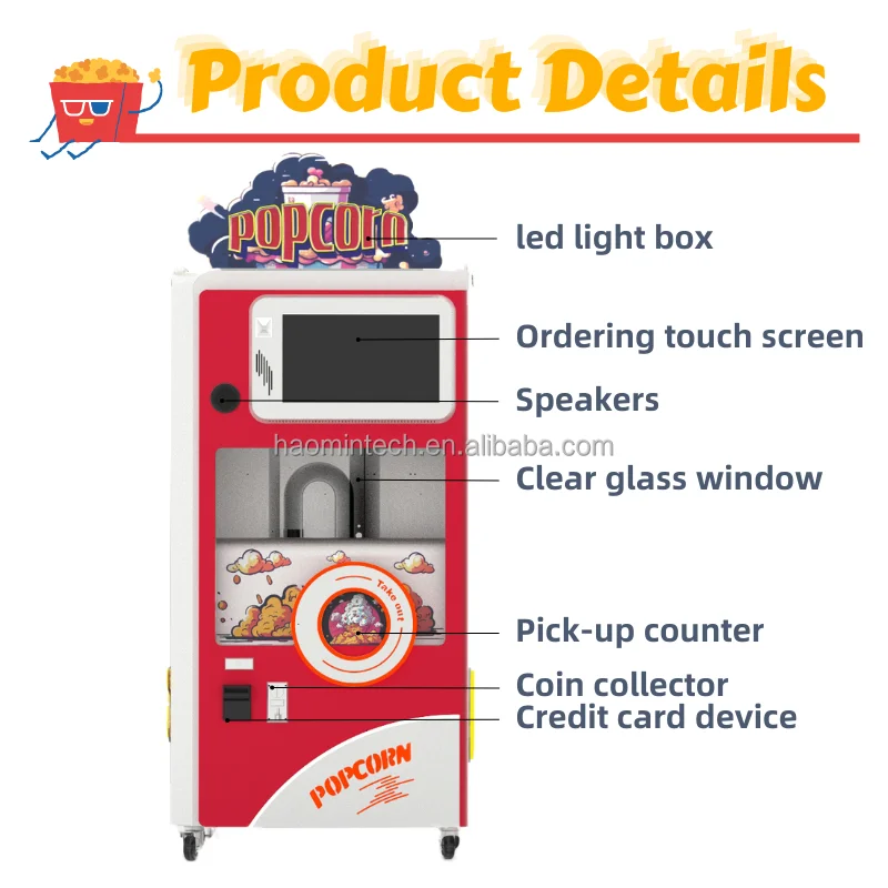 Автомат для продажи с сенсорным экраном автоматическая машина попкорна имеет 6 ароматов соли и сладкого