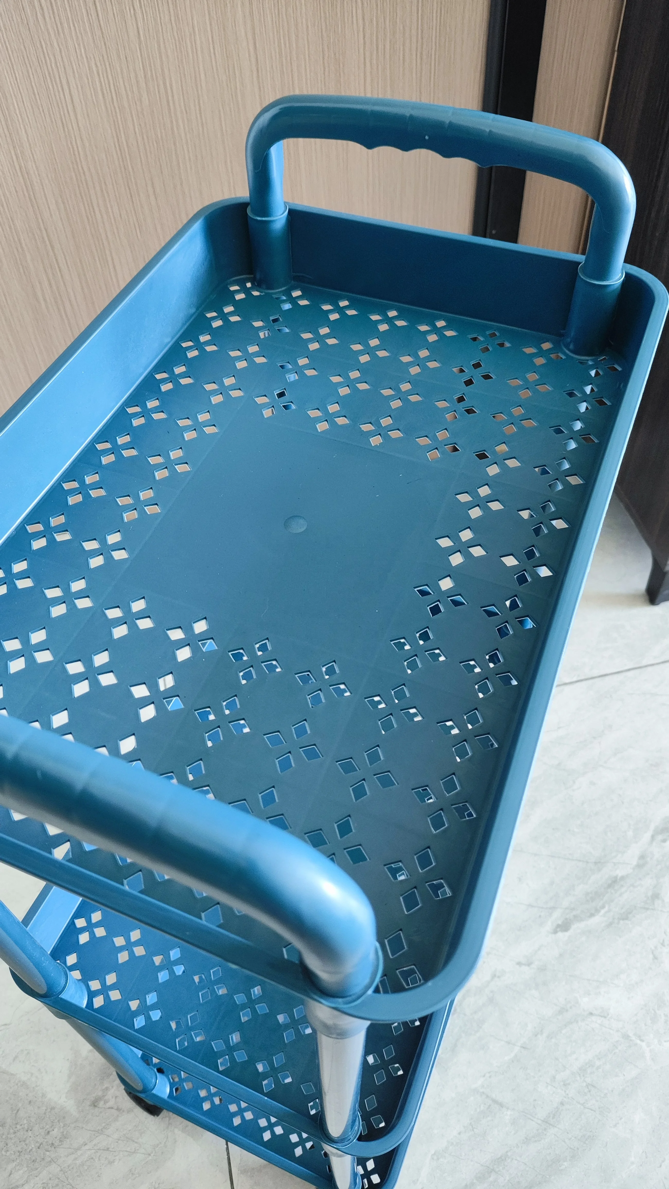 Plastic trolley Double armrest shelving floor to floor snack Kitchen bathroom Home Multi-layer removable trolley with wheel