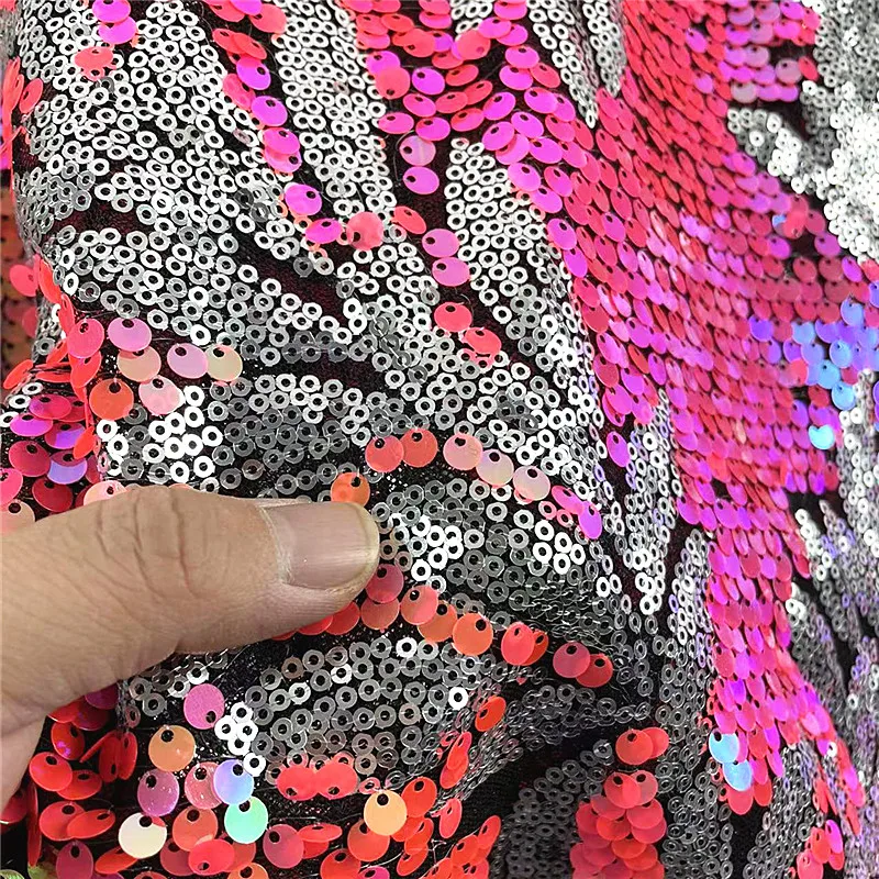 2022 new 2 colors sequins embroidery stage clothing 3mm+5mm High mesh ground tulle 130 cm width fabric