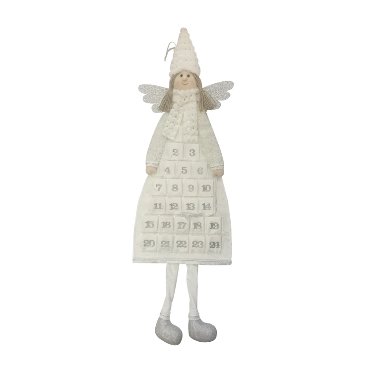 2024 New Christmas Advent Calendar Angel Felt Warm Winter Home Decor Countdown White Luxury Advent Calendar Canvas Fabric