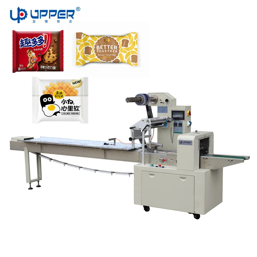 Nut Cereal Protein Bar packaging line Chocolate bar cookie biscuit packing machine with automatic sorting conveyor feeder