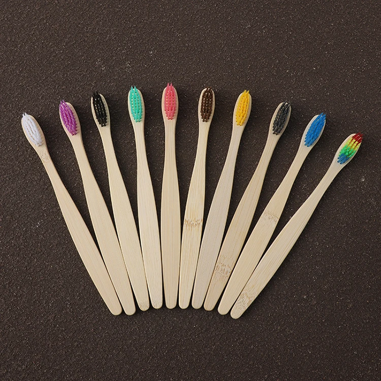 10 pcs BPA Free Adult Tooth Brush Set Natural Eco Biodegradable Soft Charcoal Nylon Bamboo Toothbrush with Paper Packaging