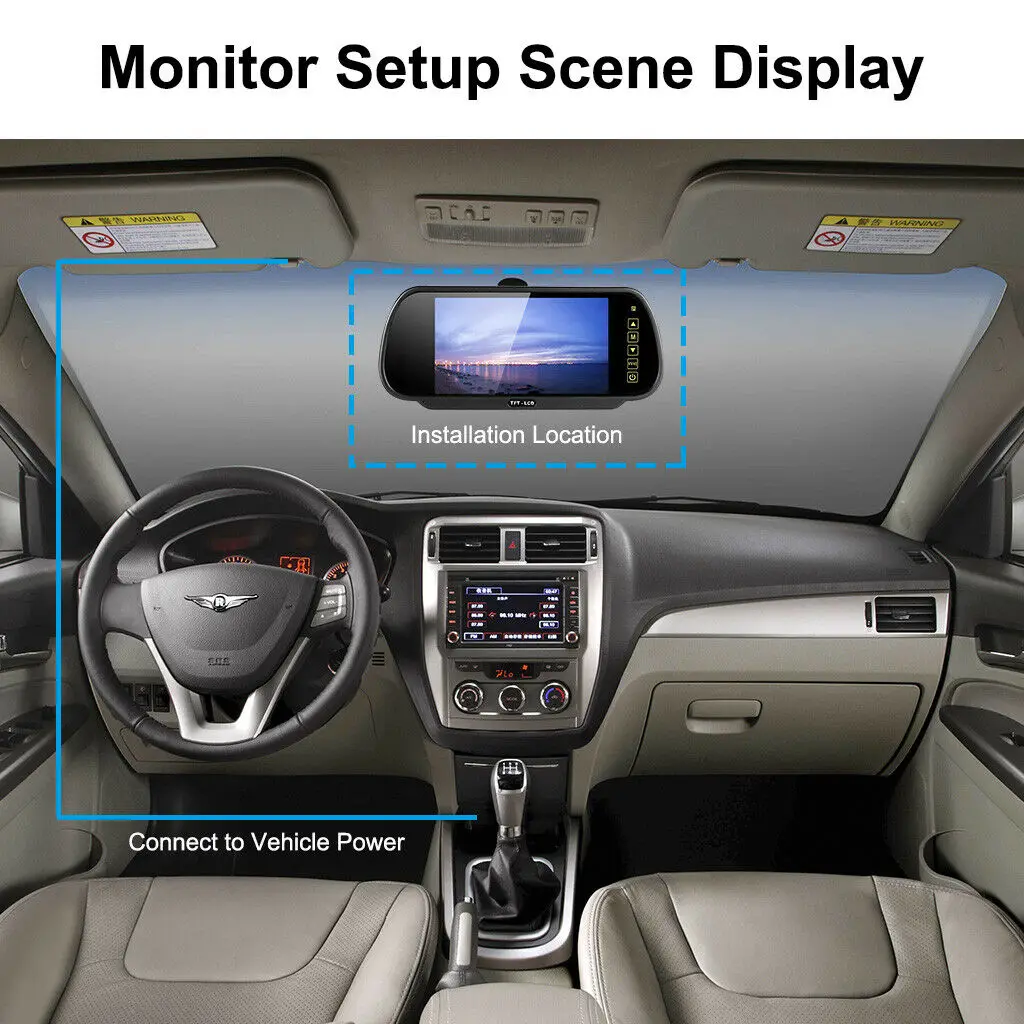 
iPoster hot-selling Reverse Camera & Parking Sensors Kit With 2 in 1 LCD TFT - LCD 7 Inch Mirror Monitor Screen 