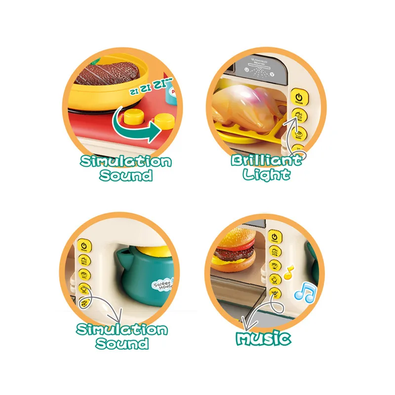 EPT Battery Operated Toy Kitchen Set Microwave Oven For Kids Pretend Play Toys Sets Play set Girl Kitchen Toys