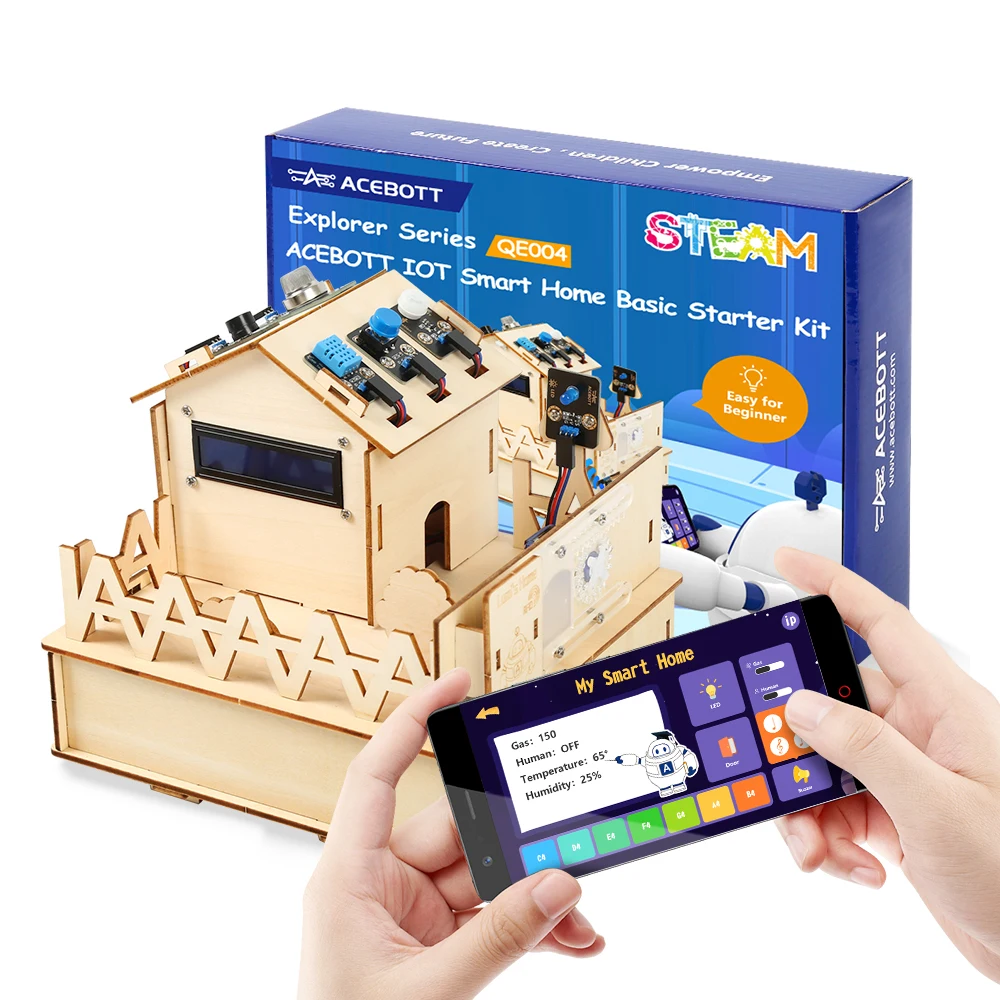 BXF ESP32 IOT Projects Wooden House STEM Smart Home Starter Kit Programming For Arduino language C Age 8+