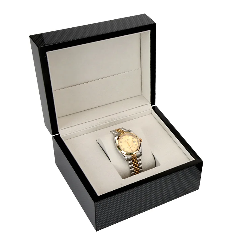 Custom carbon fiber storage painted exquisite piano lacquer wooden single watch box for men