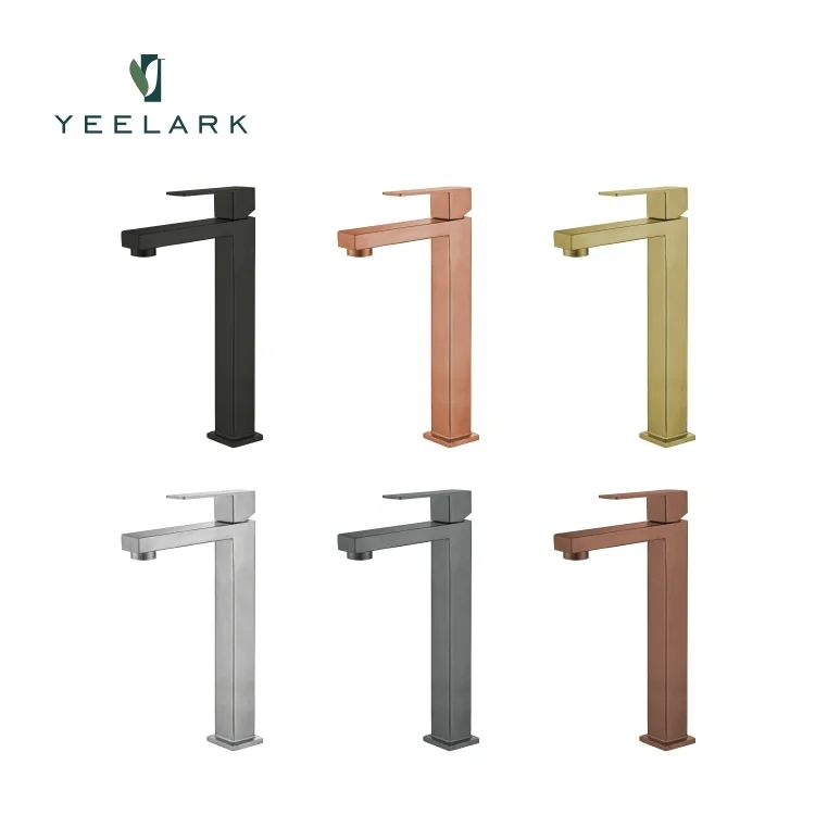 China Wholesale 304 Stainless Steel Deck Mounted Hot and Cold Water Mixer Bathroom Basin Tall Faucet