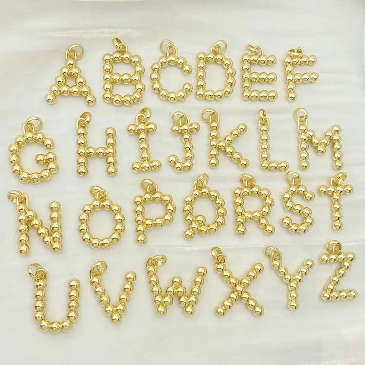 Alphabet Letter Design Elegant Round Beaded Luxury Fashion Pendant Necklace Jewelry