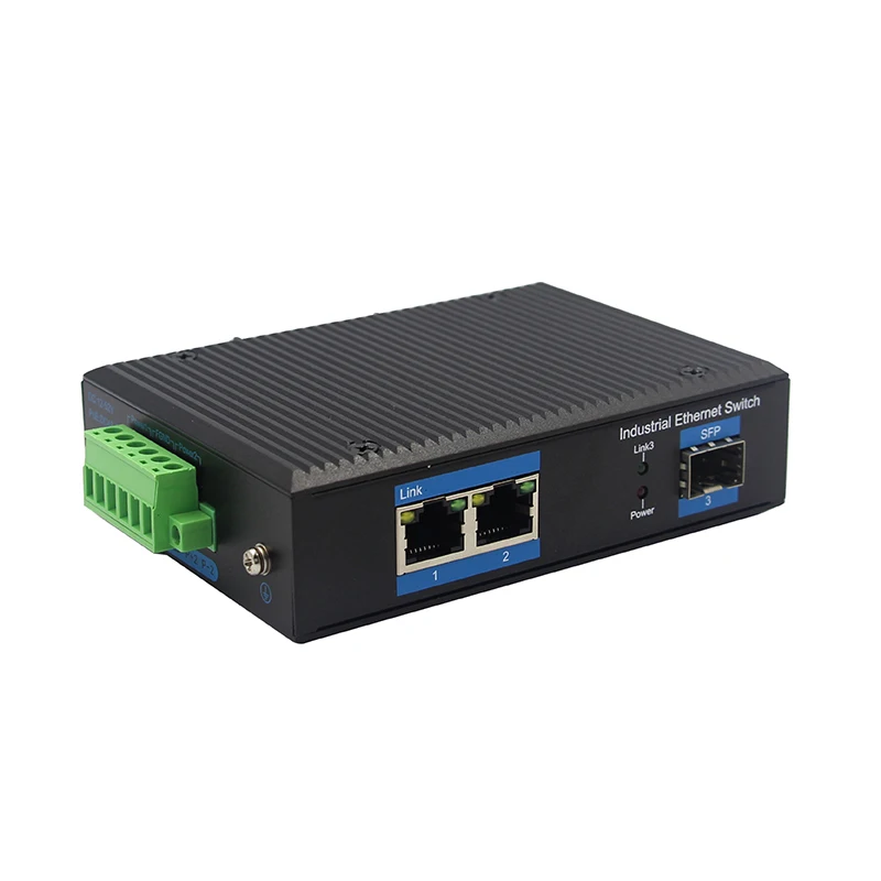 Industrial Ethernet Switch 2 ports Gigabit SFP PoE Network Switch Wide range DC power supply DIN rail Ethernet Switch