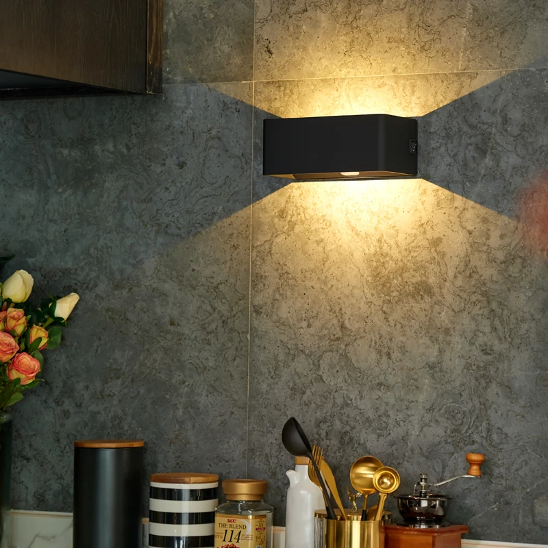 Диммируемая светодиодная настенная бра Беспроводная USB перезаряжаемая лампа 4 5 Вт вращающаяся Магнитная прямоугольная для чтения