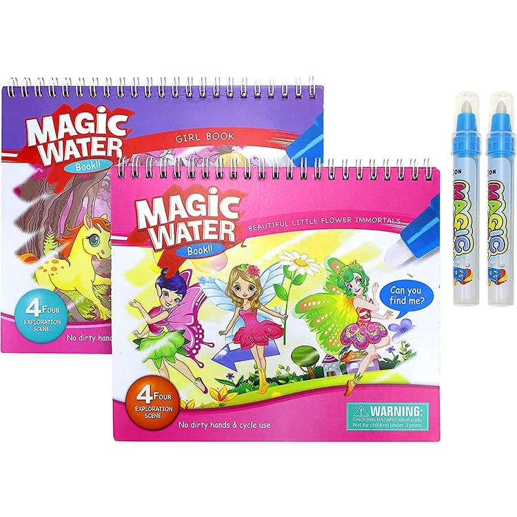 Educational magical watercolor drawing booklet and kids water full coloring painting reusable book set