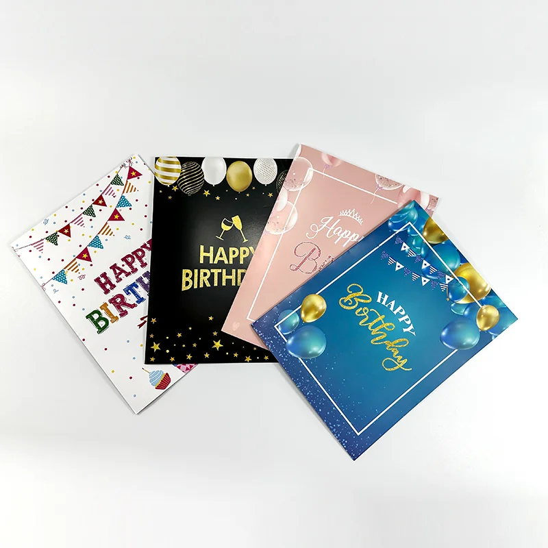 New Design Printing Happy Birthday Glitter top quality paper merry christmas Custom Paper Greeting Cards