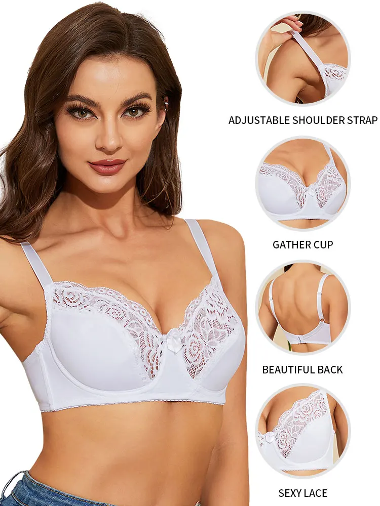 Fashion Solid Color White Hot Girls Sexy Net Bra Hook Thin 36 38 40 C Cup Size Woman Balconette Lace Bra