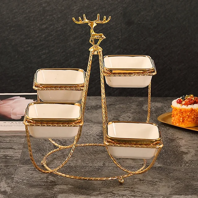 Household Small White Porcelain Plates Modern Serving Dish With Cover Ceramic Dried Fruit And Nut Party Gift Tray